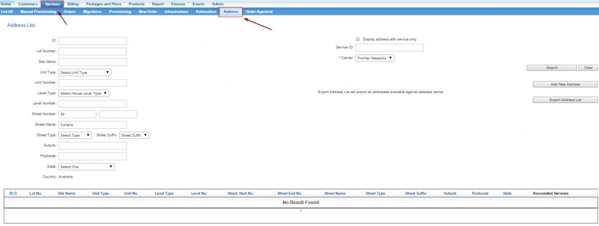 Address Tab for GNAF Address