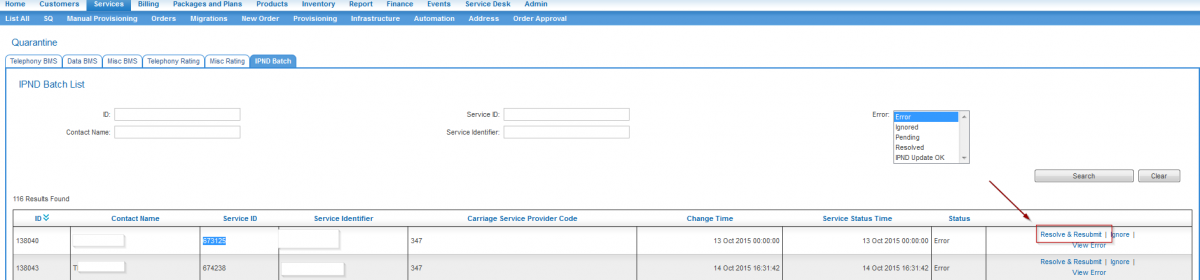 Resolving an IPND record