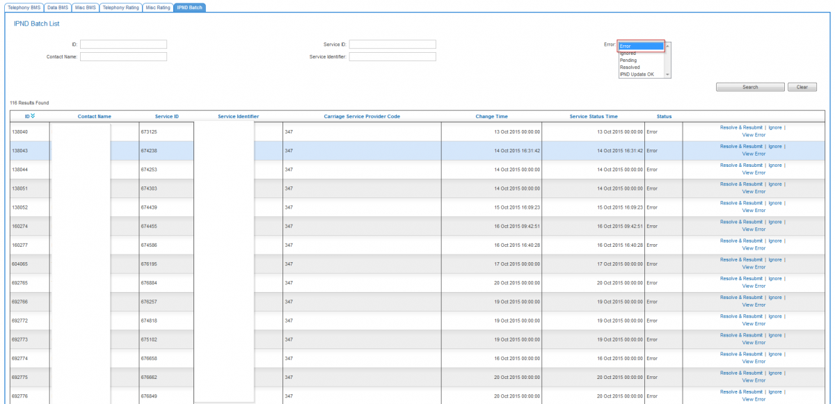 Filtering errors